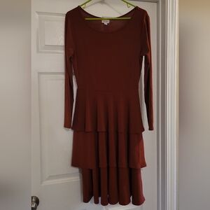 Elegant Rust Long Sleeve Dress